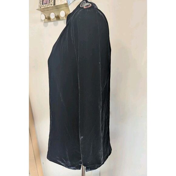 Yves Saint Laurent Vintage Black Velvet Top Button Shoulder Size 34 Viscose/Silk - Picture 4 of 16